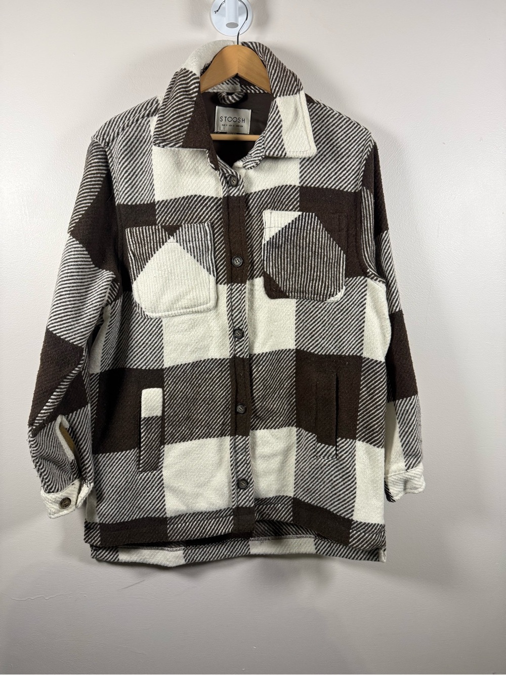 Stoosh Brown & Cream Plaid Lightweight Shacket